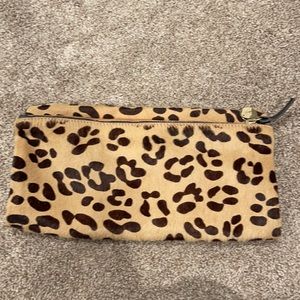 NWT Clare V Leopard Print Genuine Calf Hair Clutch